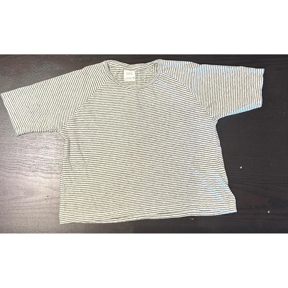 Zara Kids Striped T-Shirt Raglan Short Sleeve Crew Neck Size 11-12